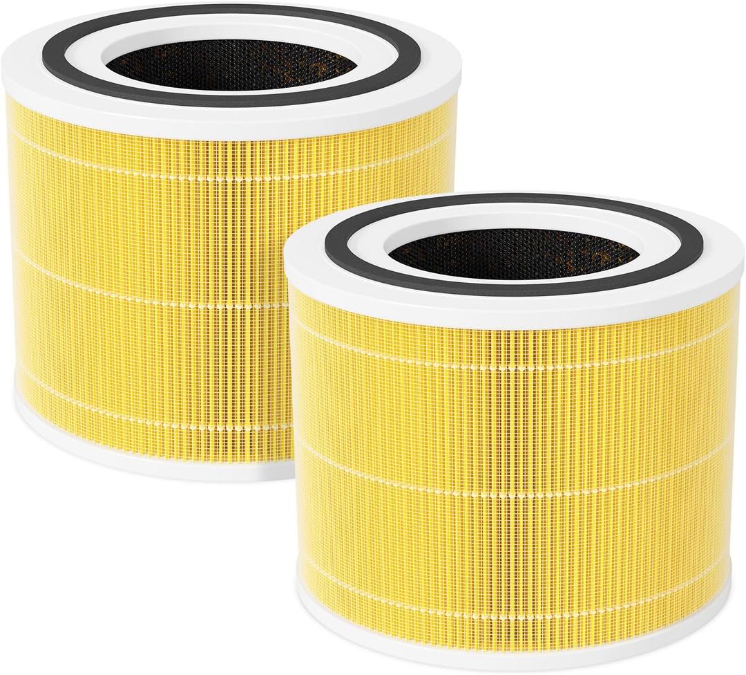 Future Way Core 300 Replacement Filter for LEVOIT Core 300 & 300S Air Purifier, 3-Stage H13 True HEPA Filter for Common Airborne Substance Removal, Replace Core 300-RF, Yellow, 2-Pack