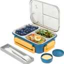 Stainless Steel Lunch Box for Kids, Girls Boys Bento Box for Food Storage Containers with Portable Utensil, Toddler Lunch Box with Removable Tray, Ideal for Ages 3-10,Dishwasher & Freezer Friendly (Blue)