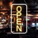 Super Bright Open Sign, 16"x 9" Dimmable LED Open Signs for Business Window, USB Powered Electric Light up Sign with On/Off Switch, Vertical Open Signs LED for Coffee shops Stores Restaurants Offices Bar (Warm White-Vertical)