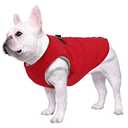 Geyecete Dog Bulldog Clothes Dog Cotton Padded Coat Thick Winter Warm Vest Waistcoat Cold Weather Jacket Clothing for French Bulldog Coat-Red-XL