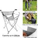 Walking Stick Chair Seat - Folding Camping Cane Portable Stool Heavy Duty Aids for Seniors (L Size Grey) (L Site(Height under 180cm))
