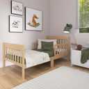 Dream On Me Finn Toddler Bed, Low Floor Wooden Bed, Side Safety Bed Rails, GREENGUARD Gold & BSA Certified, Non-Toxic Paint Finish, New Zealand Pinewood, up to 50 lbs - Vintage White Oak