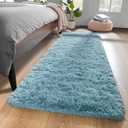 YJ.GWL Fluffy Runner Rugs for Bedroom Living Room Soft Shag Teal Rug 2x6 Feet, Turquoise Green Plush Carpet Non Slip for Nursery Dorm, Fuzzy Bedside Rug for Kids Boys Girls Room Home Decor