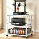 Homieasy 3D Printer Stand with Power Outlet, 23.6" x 23.6", White