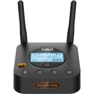 1Mii B06Pro+ Hi-Fi Bluetooth 5.3 Audio Receiver, LDAC Hi-Res Wireless Audio Adapter for Home Stereo w/aptX HD Low Latency, LCD Display, Long Range, Volume Control, 3.5mm AUX Optical Coaxial