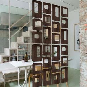 Thyle 4 Strings Mid Century Modern Room Decor Divider Brown Hanging Decorative Screen Century Elegance Decor Abstract Wall Sculpture Geometric Panels for Interior Living Room Home Bedroom