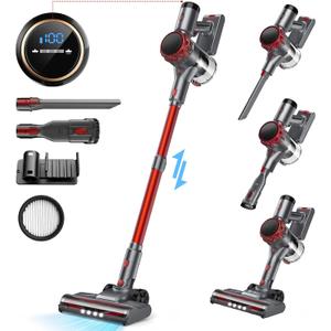 UML0 S3P Cordless Vacuum Cleaner, 45kPa Powerful Suction Vacuum Cleaners for Home, 55-Min Runtime Rechargeable Stick Vacuum, Self-Standing, for Pet Hair Carpet Hard Floor, LED Display