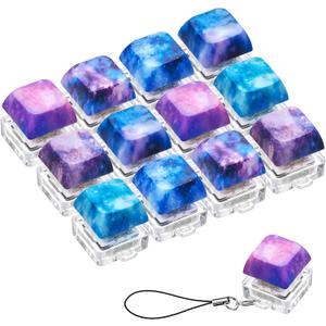 Taiyin 6 Pcs Keyboard Toy Clicker Keyboard Fidget Keychain Decompression Toys Button Stress Relief Gifts for Adult to Relief Stress Pass The Time (Galaxy)