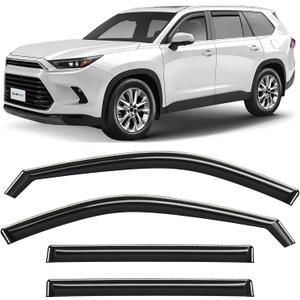 CLIM ART in-Channel Incredibly Durable Rain Guards for Toyota Grand Highlander 2024-2026, Original Window Deflectors, Vent Deflector, Vent Window Visors, Dark Smoke Car Accessories, 4 pcs - 624395