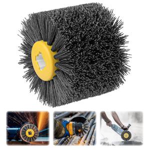 Abrasive Nylon Wire Drawing Wheel Drum Brushes, 120 Grit 120x100mm Wheel Drum Burnishing Tool Polishing Brush Wooden Wheels for Wood Furniture Working Surface Conditioning Tool