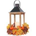 Decorations Candle Lantern, 15.7" Flickering Flameless Lanterns Decorative Hanging Candle Lantern Metal Vintage for Thanksgiving Day Outdoor Patio Garden