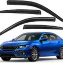 Lightronic Extra Durable Outside-Mount Auto Vent Window Visor, Fits 2022-2025 Honda Civic Sedan, UV Protection Rain Guard, Original Wind Deflector, No-Drill Easy Install, Dark Smoke, 4-Pcs