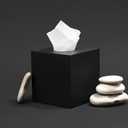 Essentra Home Matte Black Collection Square Tissue Box Cover