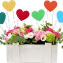 12 Pcs Valentine's Day Heart Stakes Rustic Heart Decorative Garden Yard Stakes Valentines Plant Yard Signs for Valentine's Day Indoor Outdoor Patio Plant Pot Pathway Lawn Decoration