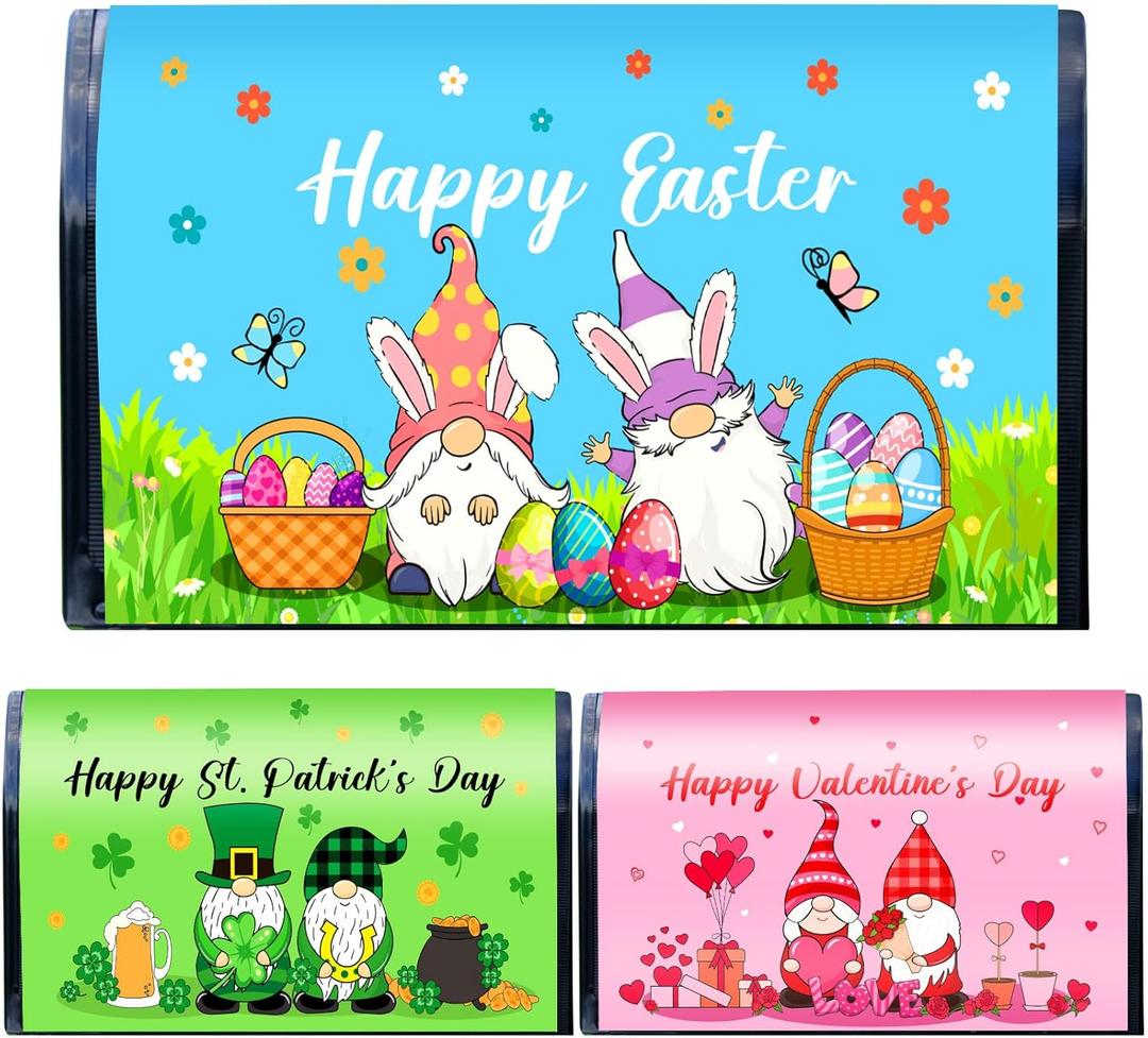 Remerry 3 Pcs Magnetic Mailbox Covers Standard Size 18 x 21 Inch St. Patrick's Day Happy Easter Valentines Spring Letter Box Cover Mail Box Wraps Outdoor Home Garden Decor (Lovely Style)