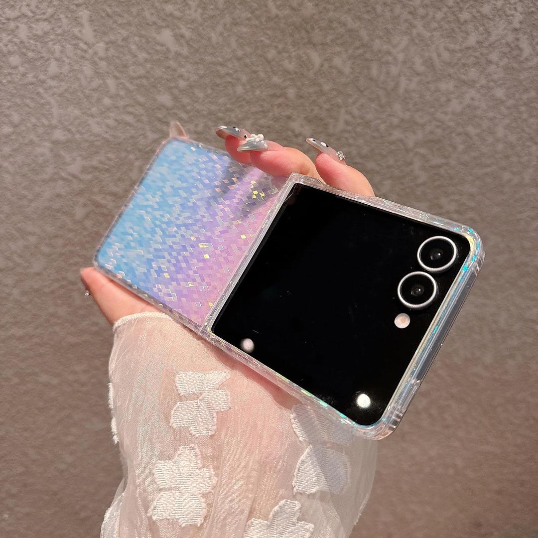 Magnetic for Samsung Galaxy Z Flip 7 Case Women Girls,[Holographic Iridescent Color Changing Effect] Fashion Slim Cute and Unique Matt Protective Phone Cover