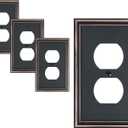 4-Pack Single Duplex Outlet Cover Plate, Decorative Aged Bronze Switch Plates and Outlet Covers, Metal Wall Plates for Electrical Outlets, 1 Gang Receptacle Cover, Corrosion Resistant