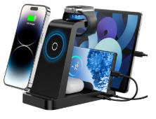 Wireless Charger for iPhone - 5 in 1 Charging Station for Multiple Devices Apple: Fast Wireless Charging Stand Dock for iPhone 17 16e 16 15 14 13 12 Pro Max Apple Watch Airpods