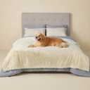 Bedsure Waterproof Dog Blankets for Large Dogs - Calming Cat Blanket for Bed Couch Protector Washable, Long Faux Fur Pet Throw Blanket for Puppy, Reversible Furniture Protection, 60"x80", Cream
