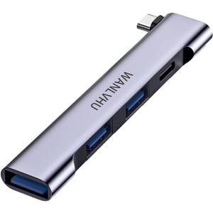 USB C Hub for Laptop, Portable USB C Splitter Multiport Adapter with Type-C Charging Port and USB 3.0 Port for MacBook Pro/Air, Surface Pro, Keyboard, Flash Drive (USB C Hub with Charging Port)