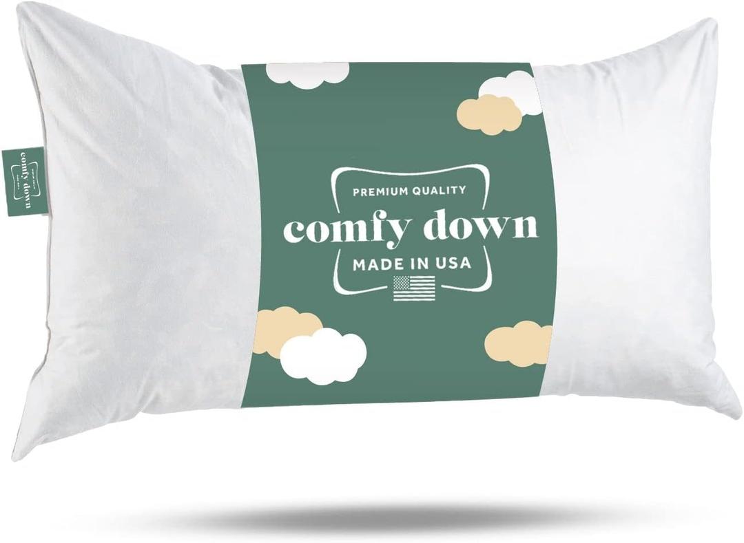 ComfyDown Decorative Throw Pillow Insert, Down and Feather Fill, 100% Cotton Cover, 233 Thread Count - Made in USA (14 X 30) (White)