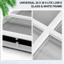 Pushglossy 20 x 36 Inch Entry Door Clear Glass Insert Low E 9 Lite White Frame Easy to Install Window Grille Inserts for Garage Door Replacement Glass Windows
