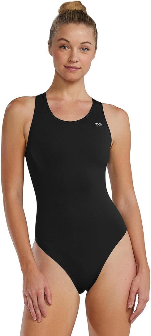 TYR Women's Durafast Elite Solid Maxfit Swimsuit, Black, 38