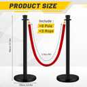 Wesiti 6 Pcs Stainless Steel Stanchion Post Queue with Crown Top 5 ft and 3 Pcs Velvet Rope and Poles Crowd Control Barriers Sand Injection Hollow Base and Velvet Ropes Set for Party (Black, Red)