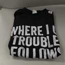 Where I Go Trouble Follows Funny Matching Couples Humor T-Shirt, M