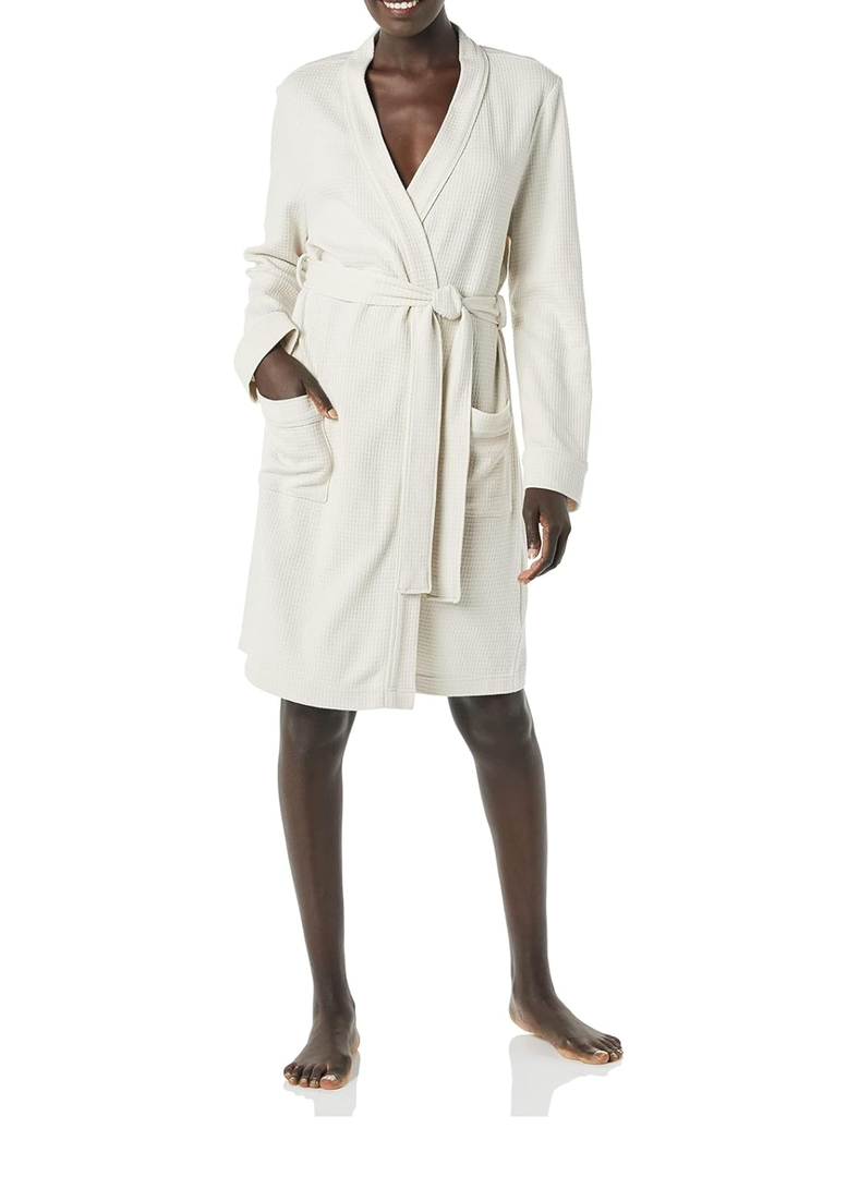 Amazon Essentials Women's Lightweight Waffle Mid-Length Robe, Large