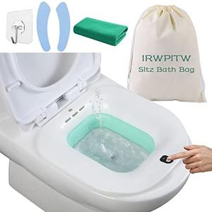 IRWPITW Sitz Bath, Electric Sitz Bath for Toilet Seat Hemorrhoids Postpartum Care Tub, Sits Bath Soak Pan for Women Men, Sitz Baths Salts Bowl, Hip Bath Basin, Foldable, Water Spray Style, Green