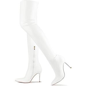 Women's Thigh High Boots Faux Suede Elasticity Heels Over The Knee Boots Side Zip Pointed Toe Fashion Sexy Winter Stiletto Knee High Boots Size 9