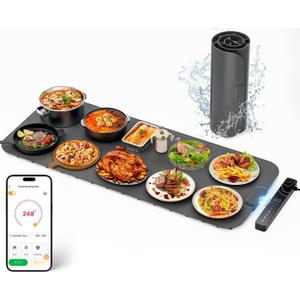 Warming Mat for Food XXL 37x15 Food Warming Mat 10s Fast Heating Pad with APP Control Electric Warming Tray for Parties Buffet 99h Timer Portable Countertop Food Warmer Christmas Gift (Gray)