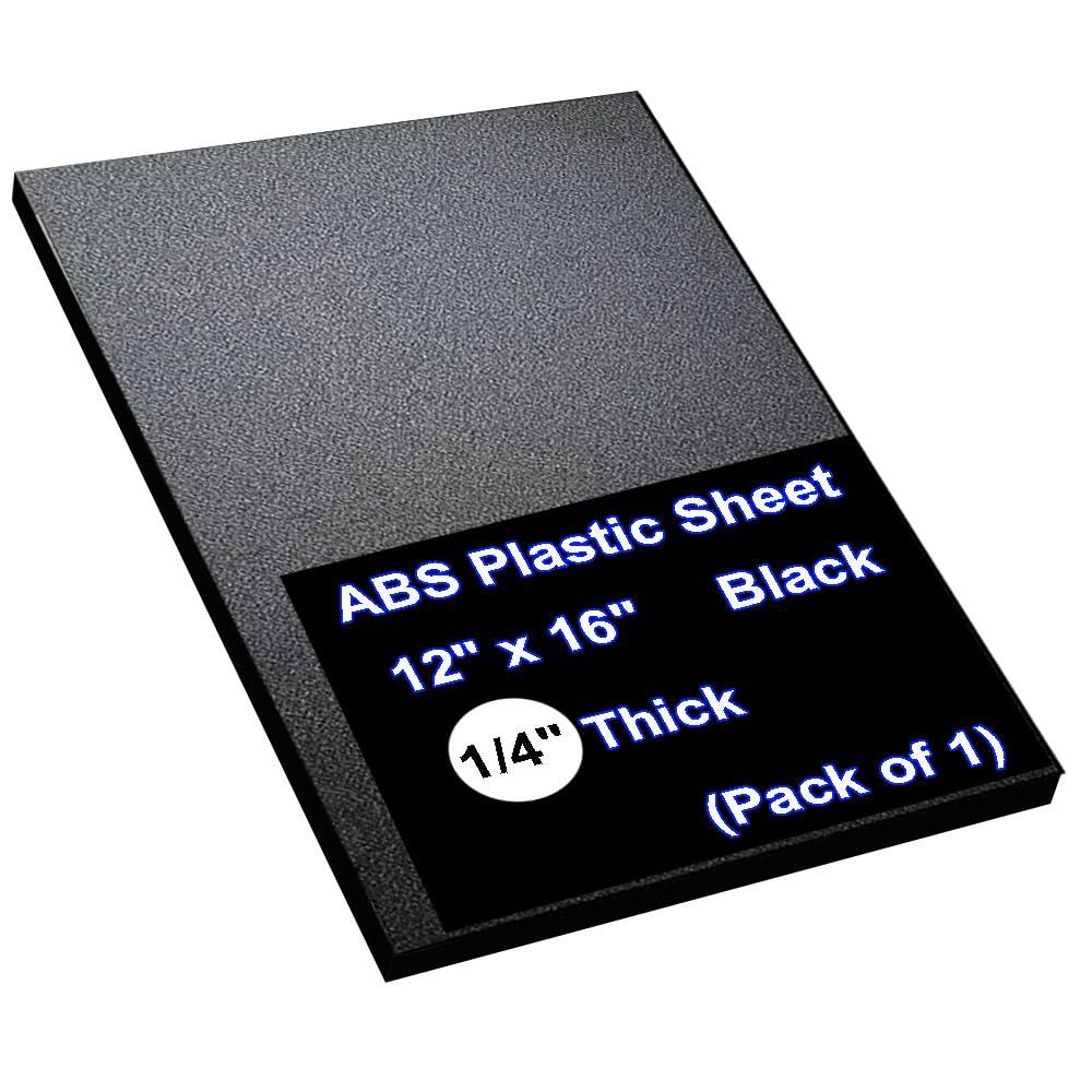 1/4" Thick Expanded Plastic Sheets, ABS Plastic Sheet - 12" X 16" Thin Rigid Plastic Sheet,Black  Ideal for Signage, Displays, and Digital/Screen Printing (Matte & Textured Finish) 1-Pack