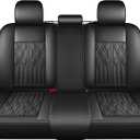 Huidasource Leather Back Row Seat Covers, Waterproof Rear Split Bench Car Seat Covers, Vehicle Seat Cushion Cover Protector Universal Fit for Most Cars Sedan SUV Pickup Truck(Back Row/Black)