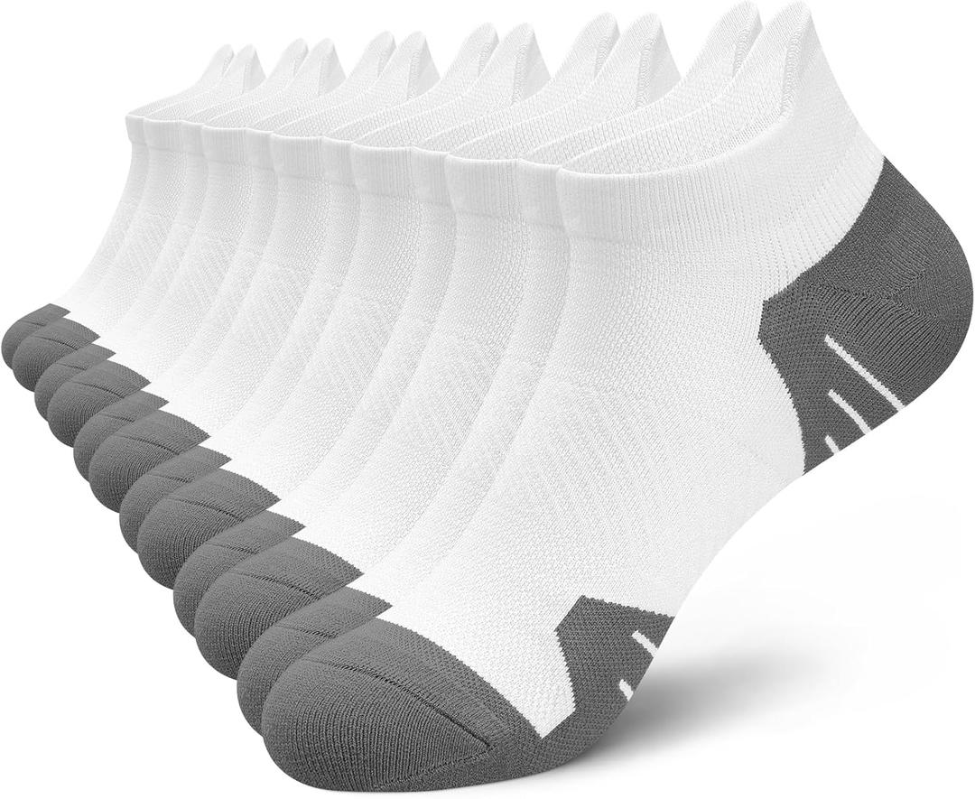 PAPLUS 6 Pairs Ankle Compression Socks for Women, Cushioned Running Socks with Arch Support, Low Cut, Targeted Compression (Large-X-Large)