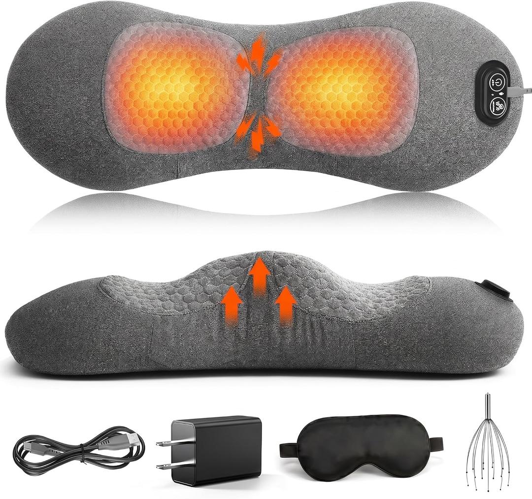Smooth Back Massager with Heat, Spine Triple Fusion Lumbar Support Cushion