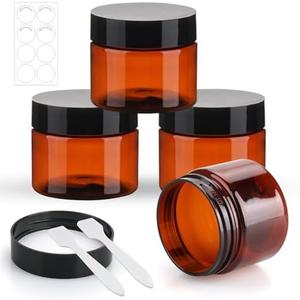 3 Pcs Decorniqu Travel Jars Containers for Toiletries TSA Approved 2oz 4 Pack Plastic Cream Jars Refillable Cosmetic Containers Leak-proof Travel Size Containers with Lid for Makeup Cosmetics , Brown 