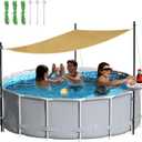 Above Ground Pool Canopy Sunshade Set with Storage Tray - Pool Shade Sail Triangular 13'x13'x13' for 15-22 FT Pools, UV-Resistant Shade Cloth, Swimming Pool Awning Cover for Deck, Patio, Garden