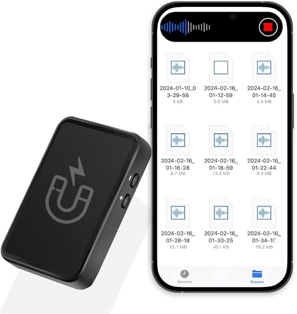Voice Activated Recorder, Magnetic Voice Recorder with Playback, Digital Voice Recorder with 64GB Storage Space, Recorder Voice Activated for Lectures/Meetings/Interviews/Home
