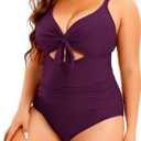 Aqua Eve Plus Size One Piece Swimsuit for Women Tummy Control Bathing Suit Cutout Swimwear (XXL)