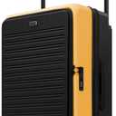 LEVEL8 Adventure Top Opening Luggage Airline Approved with Tsa Lock, 24 Inch Wide Handle Luggage with Spinner Wheels, Top Lid Opening Hardside Expandable Suitcases with Wheels, Yellowblack