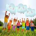 Blue Cloud Balloons Birthday Party Decorations Smile Cloud Shaped Foil Helium Balloons Arch Kit Shower Themed Party Supplies Decor 3 Pcs