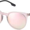 SOJOS Oversized Round Polarized Sports Sunglasses for Women Men, Ultralight TR90 Womens Mens Sport Sunglasses SJ2092 (Matte Crystal Greyish Pink/Pink Mirrored)