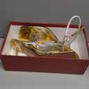 Zzheels Double Bowknots Crystal Sandals Clear Slingback Heels Square Toe Shoes for Party Wedding Dating Gold US8.5