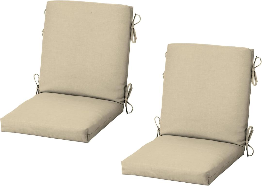 Arden Outdoor Midback Chair Cushion, 2-Pack, 18x36.5, Tan