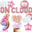 LaVenty On Cloud 9 ROSE GOLD Balloons Banner On Cloud Nine Birthday Party Decorations for 9 Year Old Girl 9th Birthday Party Invite Decorations