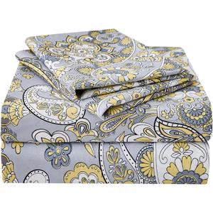 JSD Paisley Sheet Set Queen Size, 4 Piece Retro Pattern Microfiber Bedding Sheets Extra Deep Pocket