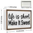 Life is Short Make it Sweet Wooden Box Sign Desk Decor,Rustic Farmhouse Love Sign Wood Block for Home Bedroom Shelf Tabletop Wall Decor