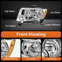 Pair Headlights Assembly Compatible with 2011-2013 Jeep Grand Cherokee & 2011-2017 Jeep Compass White Halogen Headlights Headlamps Driver and Passenger Side